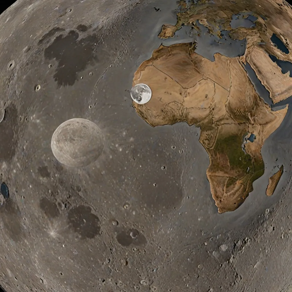 Co ma większą powierzchnię księżyc czy Afryka?